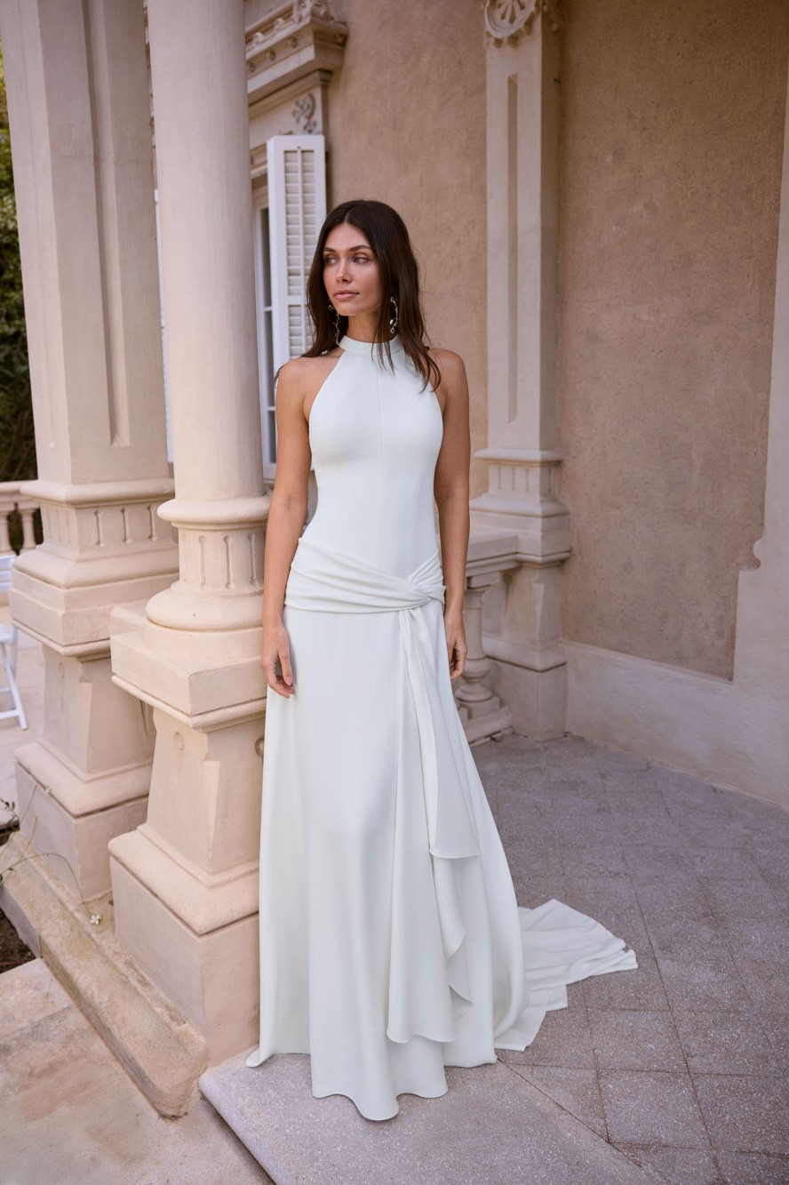 Vestido cadera baja en crep